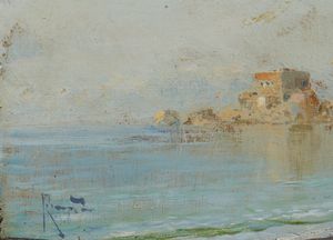RICCIARDI OSCAR (1864 - 1935) : Attribuito a. Lo Scoglio di Rovigliano  - Asta Asta 502 | ARTE ANTICA E DEL XIX SECOLO Online - Associazione Nazionale - Case d'Asta italiane