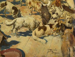 PELLEGRINI RICCARDO (1863 - 1934) : Il salvataggio dei cani  - Asta Asta 502 | ARTE ANTICA E DEL XIX SECOLO Online - Associazione Nazionale - Case d'Asta italiane