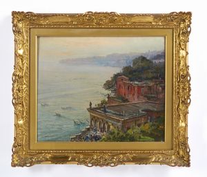 DE CORSI NICOLA (1882 - 1956) : Veduta costiera  - Asta Asta 502 | ARTE ANTICA E DEL XIX SECOLO Online - Associazione Nazionale - Case d'Asta italiane