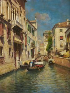 SANTORO RUBENS (1859 - 1942) - Nello stile di. Canale a Venezia