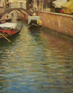 SANTORO RUBENS (1859 - 1942) : Nello stile di. Canale a Venezia  - Asta Asta 502 | ARTE ANTICA E DEL XIX SECOLO Online - Associazione Nazionale - Case d'Asta italiane
