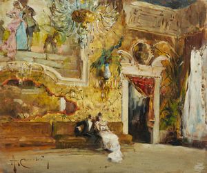 CECCHI ADRIANO (1850 - 1936) - Scena galante