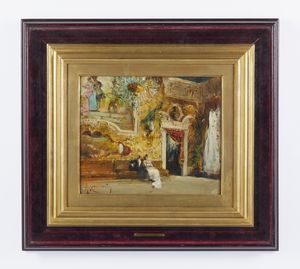 CECCHI ADRIANO (1850 - 1936) : Scena galante  - Asta Asta 502 | ARTE ANTICA E DEL XIX SECOLO Online - Associazione Nazionale - Case d'Asta italiane