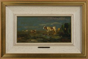 CIARDI BEPPE (1875 - 1932) : Attribuito a. Paesaggio con armenti  - Asta Asta 502 | ARTE ANTICA E DEL XIX SECOLO Online - Associazione Nazionale - Case d'Asta italiane