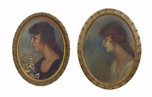 PETER-REININGHAUS (XIX-XX SECOLO) MARIA - Coppia di ritratti femminili di profilo