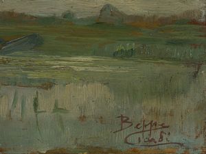 CIARDI BEPPE (1875 - 1932) : Attribuito a. Paesaggio lacustre  - Asta Asta 502 | ARTE ANTICA E DEL XIX SECOLO Online - Associazione Nazionale - Case d'Asta italiane