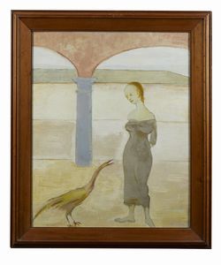 JOB ENRICO (1934 - 2008) : Donna con papera  - Asta Asta 502 | ARTE ANTICA E DEL XIX SECOLO Online - Associazione Nazionale - Case d'Asta italiane