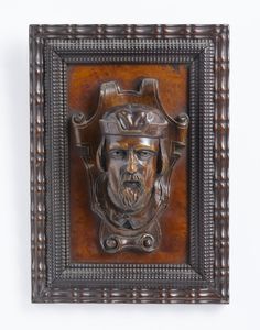 MELINGUE ETIENNE MARIN (1807 - 1875) - Scultura in legno raffigurante volto di gusto neo rinascimentale