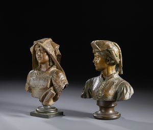BARBELLA COSTANTINO (1852 - 1925) : Coppia di busti femminili ('Al mercato' e 'Scannese')  - Asta Asta 502 | ARTE ANTICA E DEL XIX SECOLO Online - Associazione Nazionale - Case d'Asta italiane