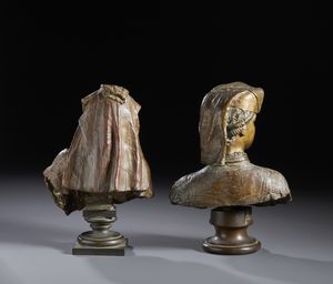 BARBELLA COSTANTINO (1852 - 1925) : Coppia di busti femminili ('Al mercato' e 'Scannese')  - Asta Asta 502 | ARTE ANTICA E DEL XIX SECOLO Online - Associazione Nazionale - Case d'Asta italiane