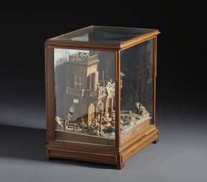 MANIFATTURA NAPOLETANA DEL XX SECOLO : Diorama animato in teca di legno e vetro  - Asta Asta 502 | ARTE ANTICA E DEL XIX SECOLO Online - Associazione Nazionale - Case d'Asta italiane