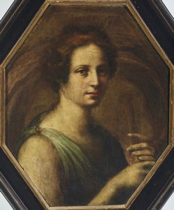ARTISTA TOSCANO DEL XVII SECOLO : Ritratto di donna con flauto (Euterpe?)  - Asta Asta 502 | ARTE ANTICA E DEL XIX SECOLO Online - Associazione Nazionale - Case d'Asta italiane