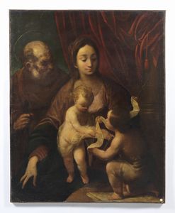 ARTISTA DEL XVII SECOLO : Sacra Famiglia con San Giovannino  - Asta Asta 502 | ARTE ANTICA E DEL XIX SECOLO Online - Associazione Nazionale - Case d'Asta italiane