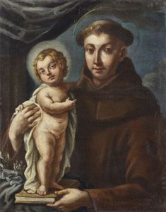 ARTISTA ITALIANO DEL XVII-XVIII SECOLO - Sant'Antonio da Padova con il Bambino