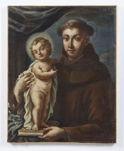 ARTISTA ITALIANO DEL XVII-XVIII SECOLO : Sant'Antonio da Padova con il Bambino  - Asta Asta 502 | ARTE ANTICA E DEL XIX SECOLO Online - Associazione Nazionale - Case d'Asta italiane