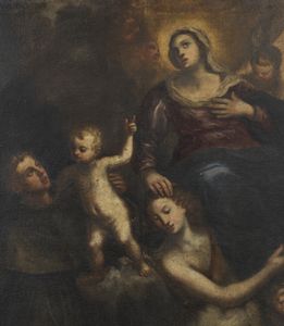 ARTISTA LOMBARDO DEL XVII-XVIII SECOLO : Madonna con Bambino e Sant'Antonio di Padova  - Asta Asta 502 | ARTE ANTICA E DEL XIX SECOLO Online - Associazione Nazionale - Case d'Asta italiane