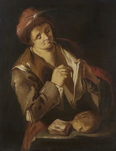 CIPPER DETTO IL TODESCHINI GIACOMO FRANCESCO   (1664 - 1736) - Copia da. Contadino che si spulcia