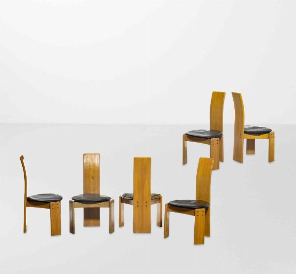 AFRA E TOBIA SCARPA : Sei sedie  - Asta Design Lab - Associazione Nazionale - Case d'Asta italiane