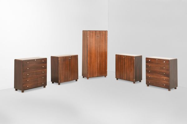 AFRA E TOBIA SCARPA : Cinque mobili contenitori della serie Torcello.  - Asta Design Lab - Associazione Nazionale - Case d'Asta italiane