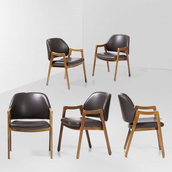 ICO PARISI : Cinque poltroncine mod. 814  - Asta Design Lab - Associazione Nazionale - Case d'Asta italiane