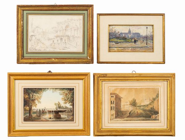 Lotto composto da quattro vedute di città  - Asta Incanti d'Arte - Associazione Nazionale - Case d'Asta italiane