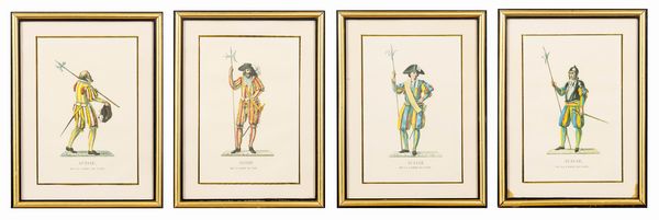 Lotto composto da quattro stampe raffiguranti costumi delle Guardie Svizzere  - Asta Incanti d'Arte - Associazione Nazionale - Case d'Asta italiane
