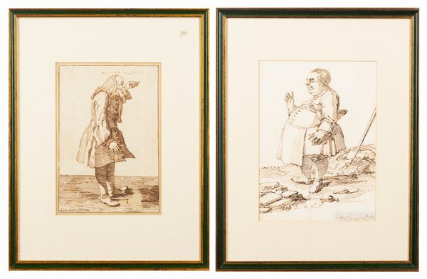 Due stampe raffiguranti caricature  - Asta Incanti d'Arte - Associazione Nazionale - Case d'Asta italiane