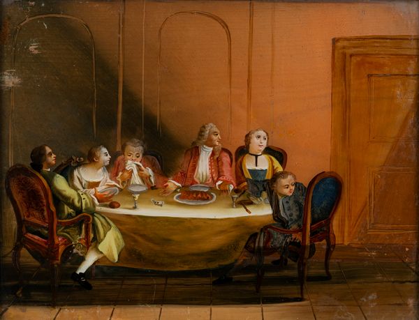 Imitatore di Pietro Longhi : Scena di banchetto  - Asta Incanti d'Arte - Associazione Nazionale - Case d'Asta italiane