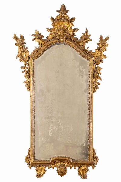 Specchiera in legno intagliato e dorato, secolo XVIII  - Asta Incanti d'Arte - Associazione Nazionale - Case d'Asta italiane