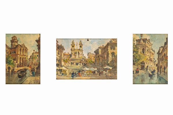 Fortunato Zangli : Vedute di Venezia e Roma  - Asta Incanti d'Arte - Associazione Nazionale - Case d'Asta italiane