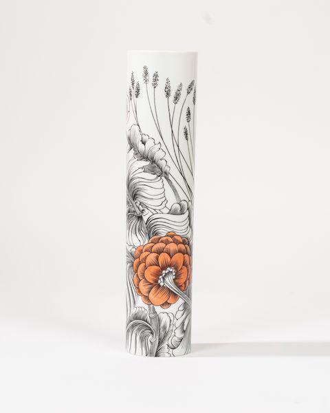 Vaso cilindrico in porcellana policroma, manifattura Rosenthal, secolo XX  - Asta Incanti d'Arte - Associazione Nazionale - Case d'Asta italiane