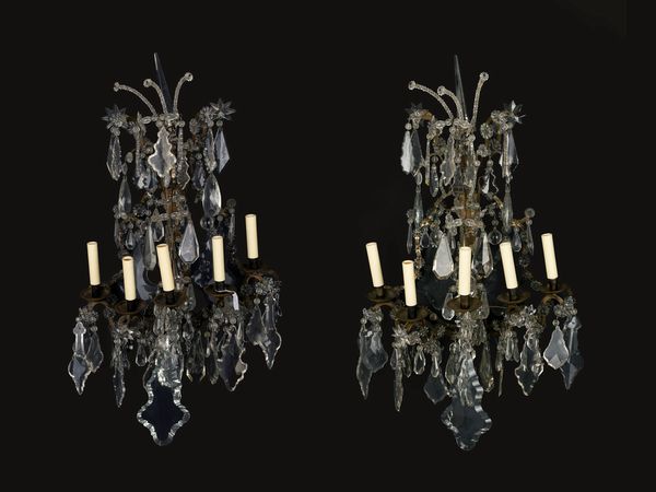 Coppia di appliques a cinque luci  - Asta Incanti d'Arte - Associazione Nazionale - Case d'Asta italiane