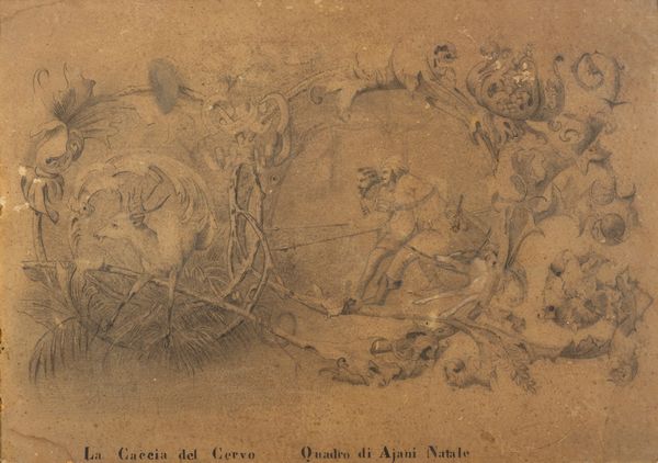 Scuola italiana, secolo XIX : La caccia del cervo  - Asta Incanti d'Arte - Associazione Nazionale - Case d'Asta italiane