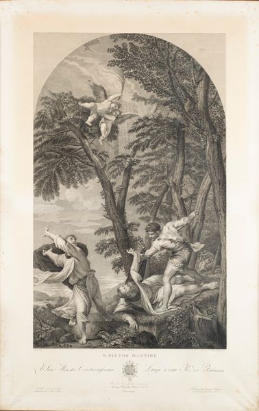 Incisione di Felice Zuliani su disegno di Teodoro Matteini raffigurante Martirio di San Pietro Martire, da un dipinto di Tiziano  - Asta Incanti d'Arte - Associazione Nazionale - Case d'Asta italiane
