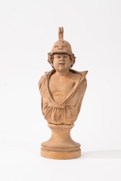 Busto in terracotta raffigurante fanciullo con elmo da cavalleria, fine secolo XIX  - Asta Incanti d'Arte - Associazione Nazionale - Case d'Asta italiane