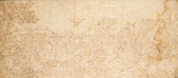 Antico disegno raffigurante Scena di battaglia, da un'invenzione di Charles Le Brun  - Asta Incanti d'Arte - Associazione Nazionale - Case d'Asta italiane