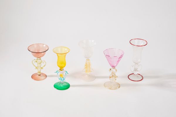 MURANO : Lotto composto da cinque bicchierini in vetro di Murano  - Asta Incanti d'Arte - Associazione Nazionale - Case d'Asta italiane