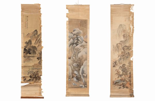 TRE DIPINTI SU SETA  - Asta Incanti d'Arte - Associazione Nazionale - Case d'Asta italiane