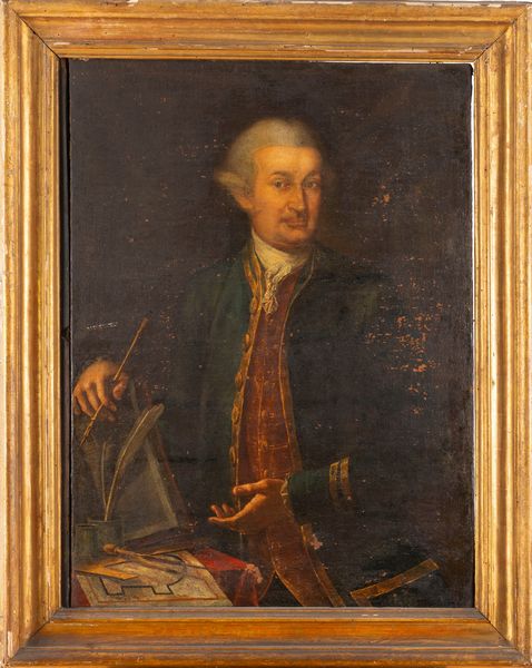 Scuola dell'Italia meridionale, secolo XVII : Ritratto di architetto, a tre quarti di figura  - Asta Incanti d'Arte - Associazione Nazionale - Case d'Asta italiane