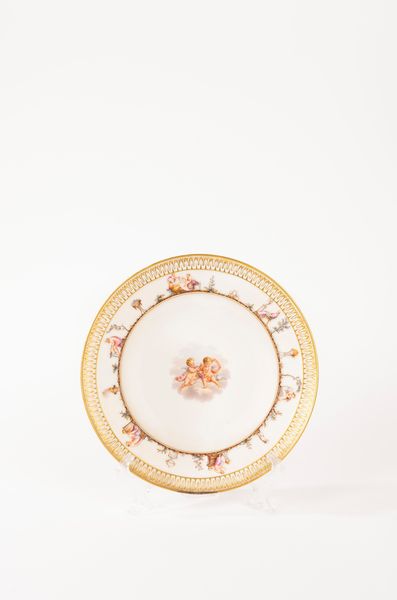 Set di sei piatti in porcellana policroma, manifattura di Meissen, secolo XIX  - Asta Incanti d'Arte - Associazione Nazionale - Case d'Asta italiane