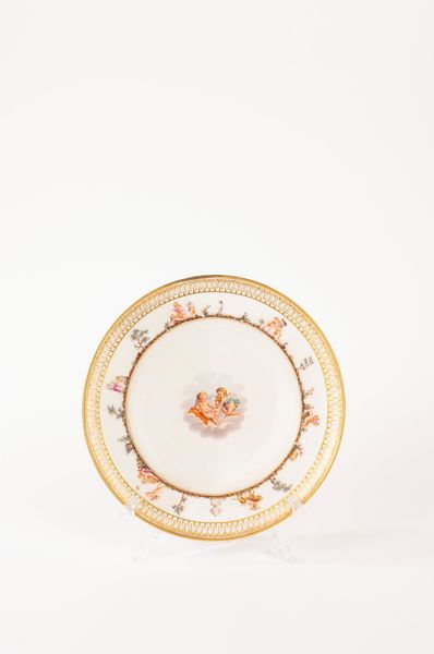 Set di sei piatti in porcellana policroma, manifattura di Meissen, secolo XIX  - Asta Incanti d'Arte - Associazione Nazionale - Case d'Asta italiane