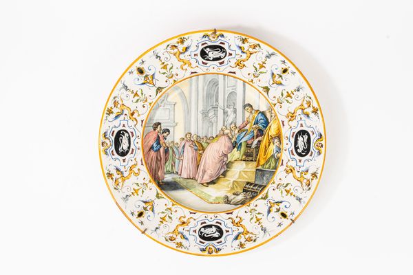 Piatto da parata in maiolica policroma. Manifattura Ginori, fine secolo XIX  - Asta Incanti d'Arte - Associazione Nazionale - Case d'Asta italiane