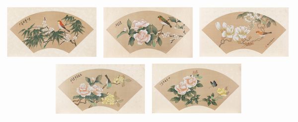 CINQUE VENTAGLI DIPINTI SU SETA  - Asta Incanti d'Arte - Associazione Nazionale - Case d'Asta italiane