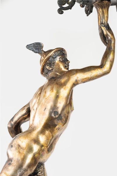 Candelabro con fusto in foggia di Mercurio volante da Giambologna  - Asta Incanti d'Arte - Associazione Nazionale - Case d'Asta italiane