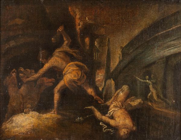 Seguace di Polidoro da Caravaggio : Ercole e Cerbero  - Asta Incanti d'Arte - Associazione Nazionale - Case d'Asta italiane