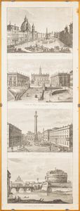 Lotto composto da tre stampe raffiguranti vedute di Roma  - Asta Incanti d'Arte - Associazione Nazionale - Case d'Asta italiane