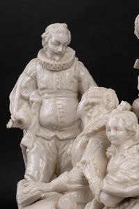 Gruppo in porcellana bianca raffigurante concerto, manifattura di Capodimonte, secolo XVIII/XIX  - Asta Incanti d'Arte - Associazione Nazionale - Case d'Asta italiane