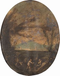 Scuola veneta, secolo XVIII : Paesaggi con figure  - Asta Incanti d'Arte - Associazione Nazionale - Case d'Asta italiane