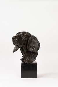 Alessandro Laforet - Testa di segugio in bronzo