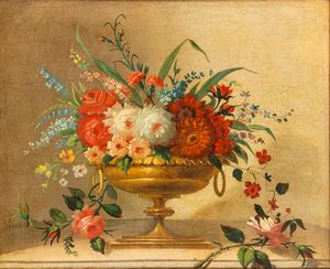 Scuola italiana, secolo XIX - Fiori in un vaso